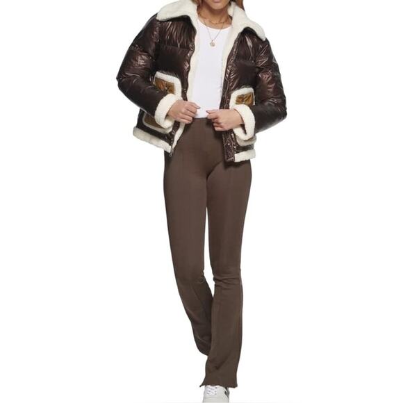 Levi's Breanna Pearlized Brown Faux Shearling
Puffer Jacket | S - Picture 2 of 10